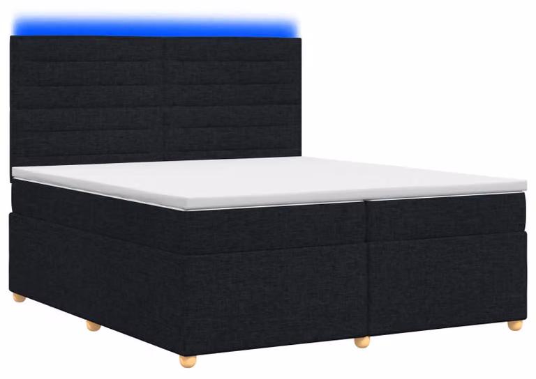 Letto a molle con materasso nero 200 x 200 cm in tessuto