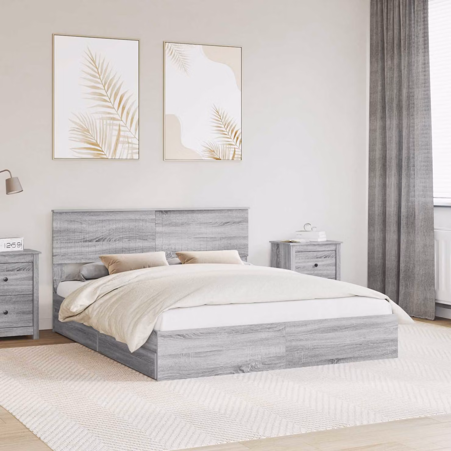 Letto con contenitore e cassetto vidaXL in legno Grigio Sonoma L/P/H: 160 x 200 x 163 cm