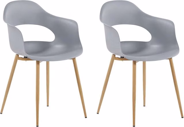Set di 2 sedie da pranzo BELIANI in ecopelle grigia con gambe in metallo in stile scandinavo