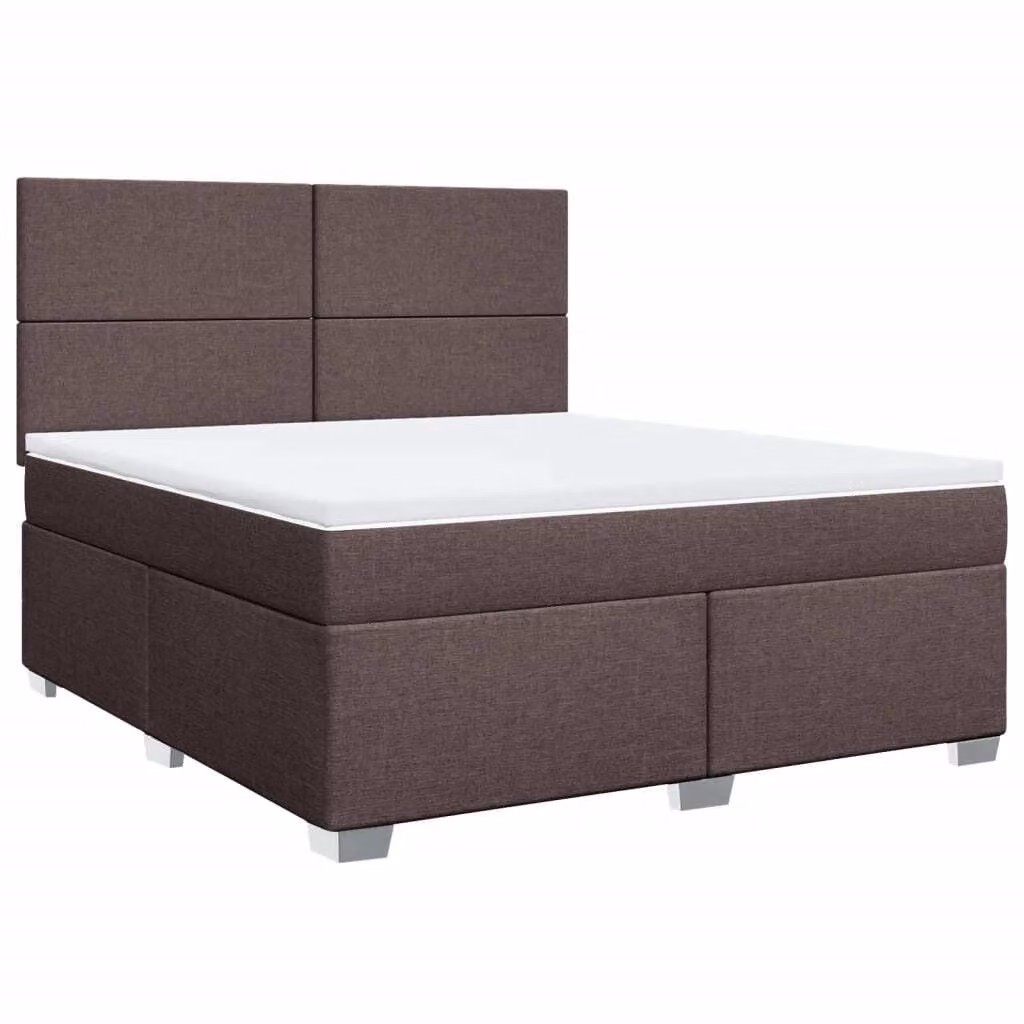 Giroletto a Molle con Materasso Marrone Scuro 180x200cm Tessuto