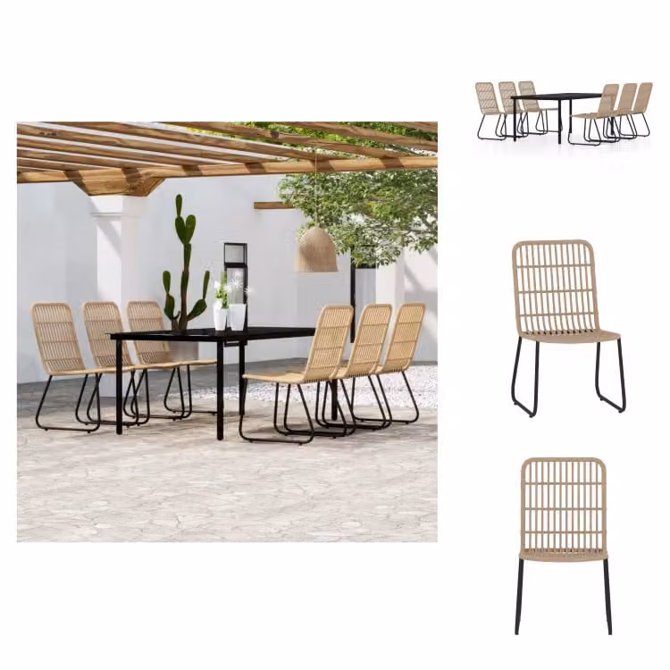 vidaXL Set da pranzo da giardino in rovere 7 pezzi - Set di mobili da giardino