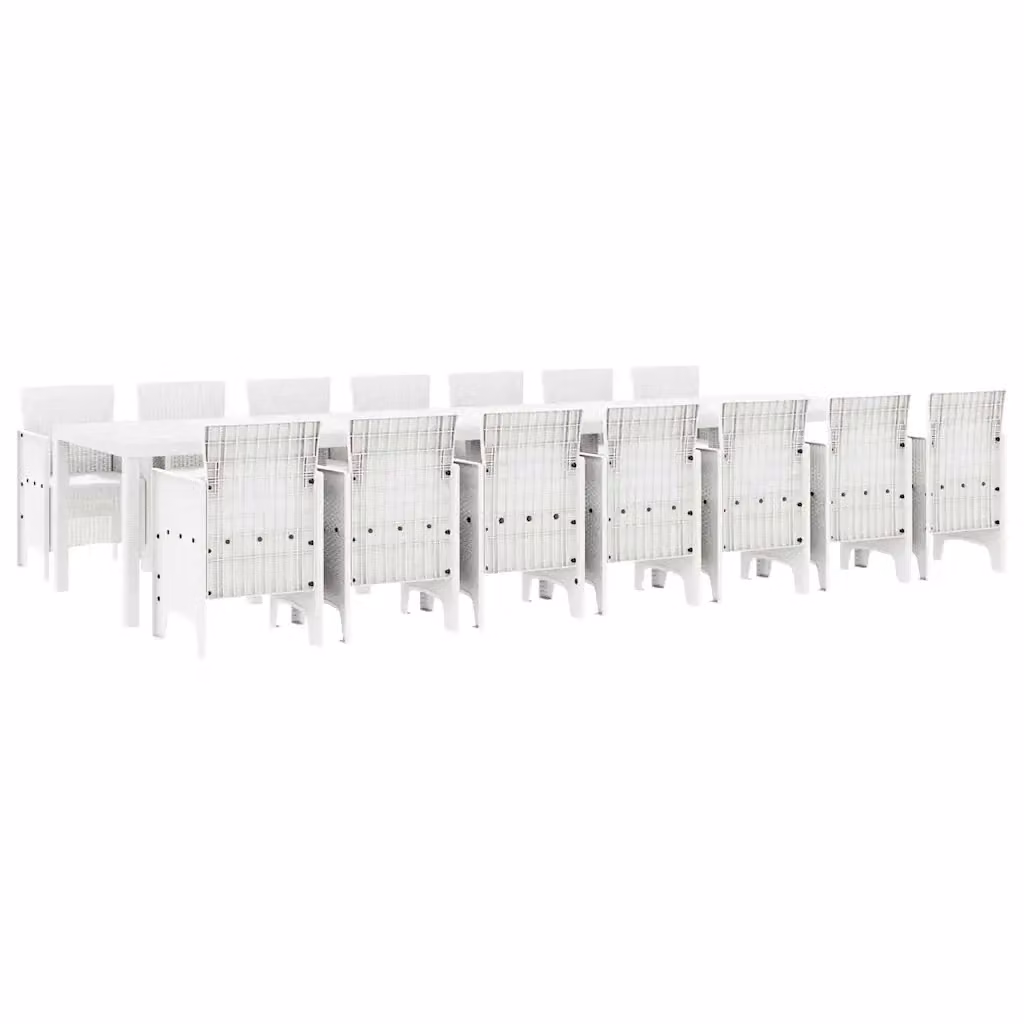 Set da pranzo da giardino moderno vidaXL in rattan bianco con 15 pezzi – 2