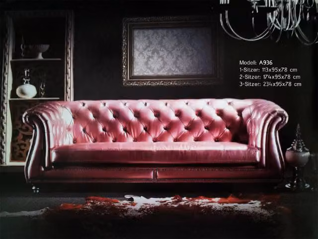 Chesterfield Extra Klasse Sofa Couch Garnitur Polster Designer Ledersofa