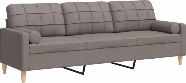 Divano | Divano da soggiorno | Sofa a 3 Posti con Cuscini Tortora 210 cm in Tessuto