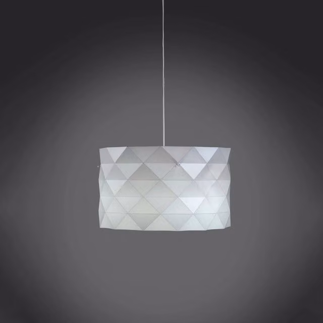 Lampadario Moderno Sospeso Linea Zero Prisma Polilux Bianco e Metallo Cromo con 3 Luci E27 – 1