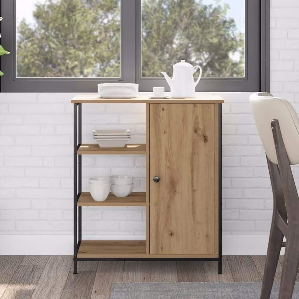 Credenza moderna vidaXL in legno e metallo color marrone L: 70 cm, P: 30 cm, H: 80 cm