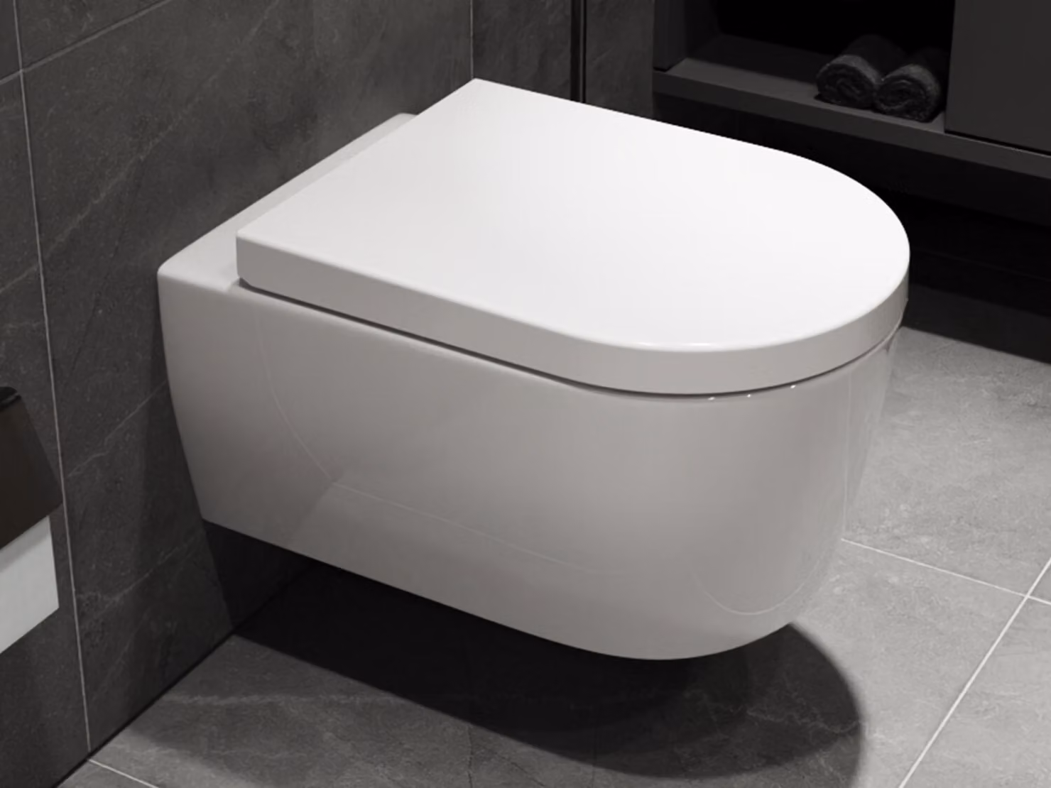 WC sospeso di design SSWW WC senza bordo con rivestimento nano, incluso sedile con meccanismo soft-close + estraibile 49 cm