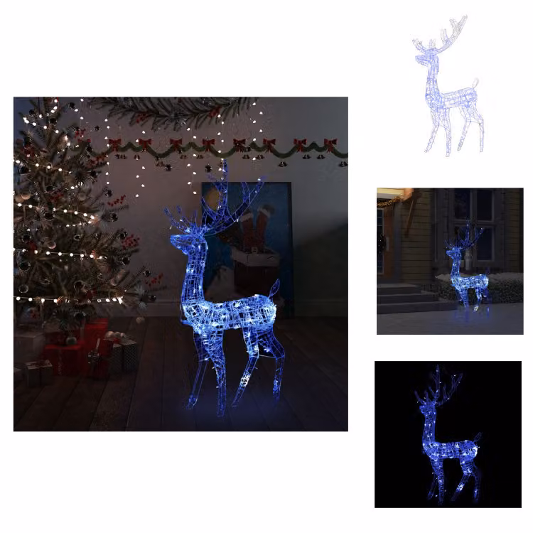 vidaXL LED renna acrilica decorazione natalizia 140 LED 120 cm blu - illuminazione natalizia