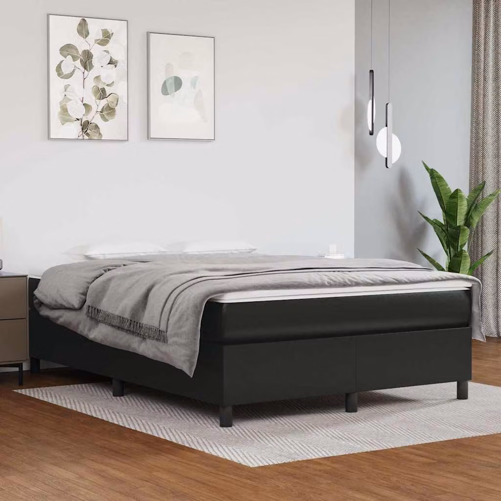 vidaXL Letto Ibrido con Giroletto a Molle e Materasso in Similpelle Nero L: 140 cm, P: 190 cm