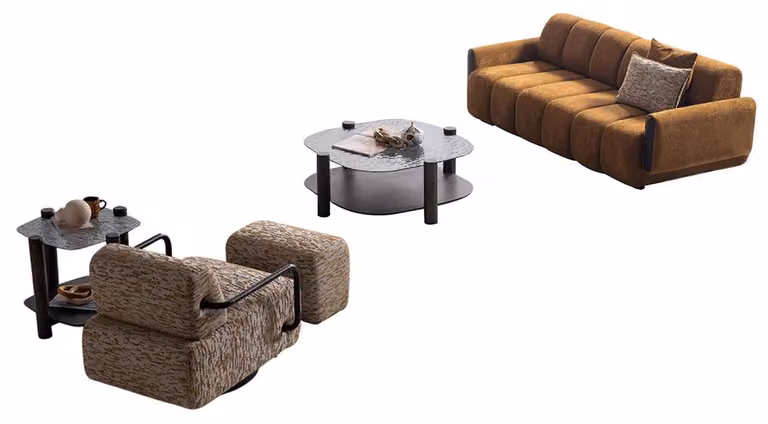 Exklusive Wohnzimmer Garnitur Sofas Edler Couchtisch Beistelltisch