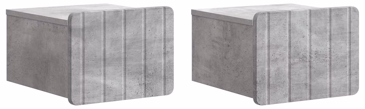 Mobiletto da notte a muro con cassetto 2 pcs Grigio Cemento