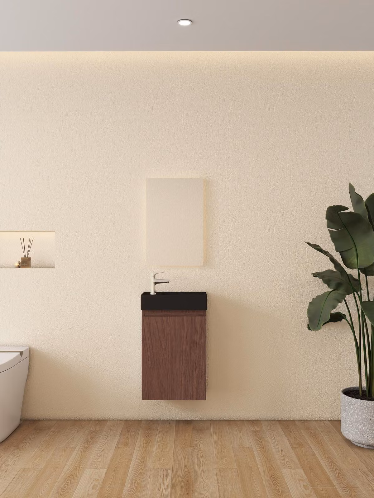 Mobile lavabo - Nero opaco - Lavabo in Vetroceramica 41 x 22,5 cm