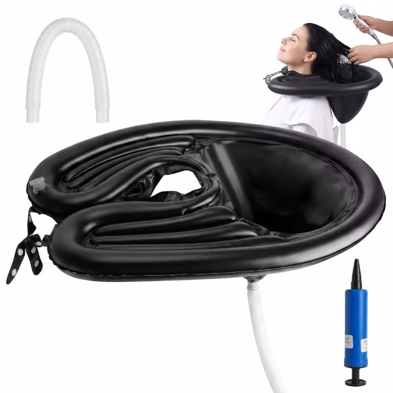 Lavabo gonfiabile per lavare i capelli, colore nero - Autoportante e resistente, ideale per donne incinte e anziani