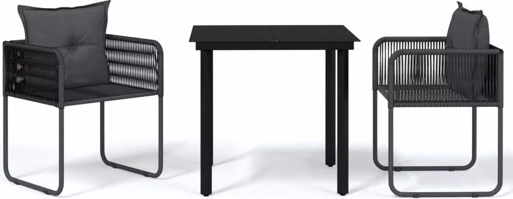 Set da Pranzo da Giardino 3 pz Nero