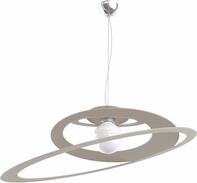 Lampada a sospensione Top Light Bungee in metallo stile industrial-minimal, diametro 70 cm, attacco E27, disponibile in bianco, grigio o beige