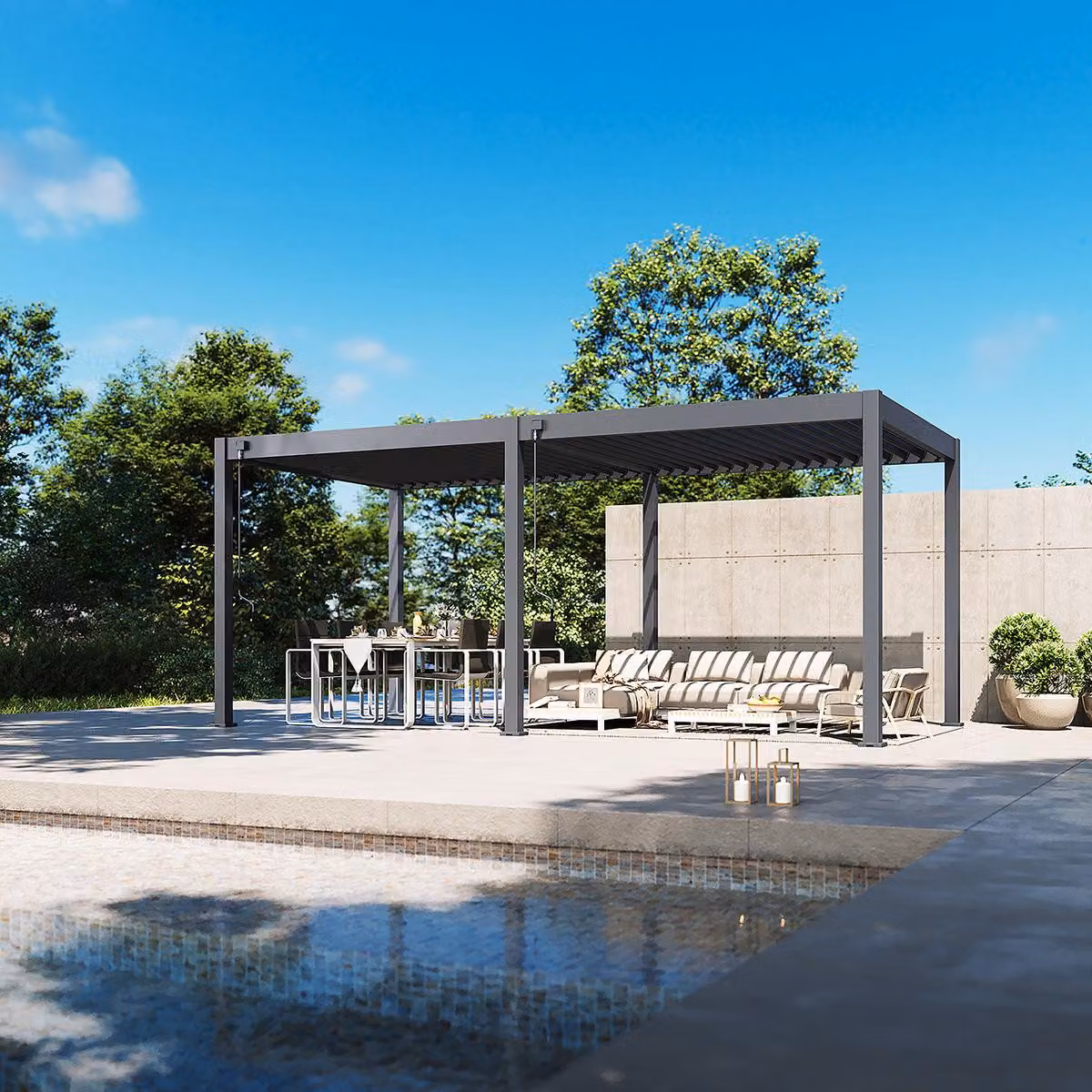 Pergola Weide Classic in alluminio 3x6 m con tetto a lamelle, indipendente, antracite