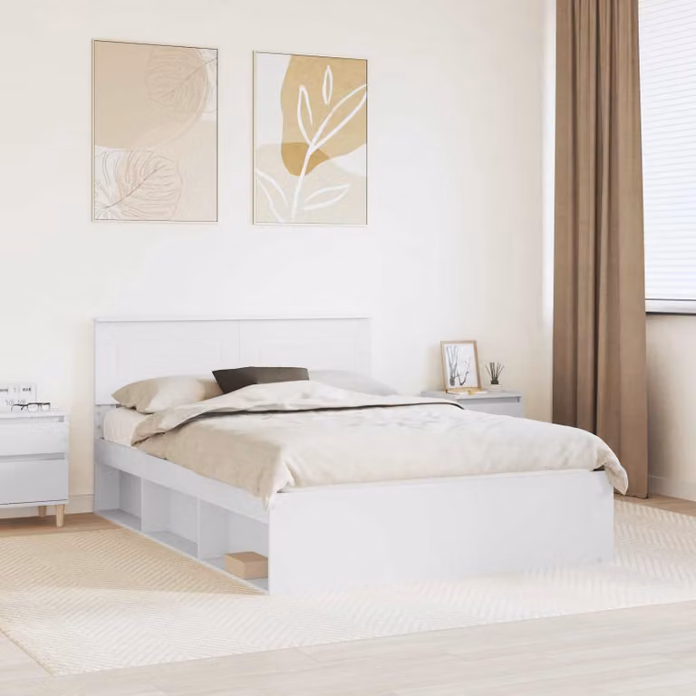 Struttura del letto moderna vidaXL in legno ingegnerizzato bianco L 140 cm x P 200 cm