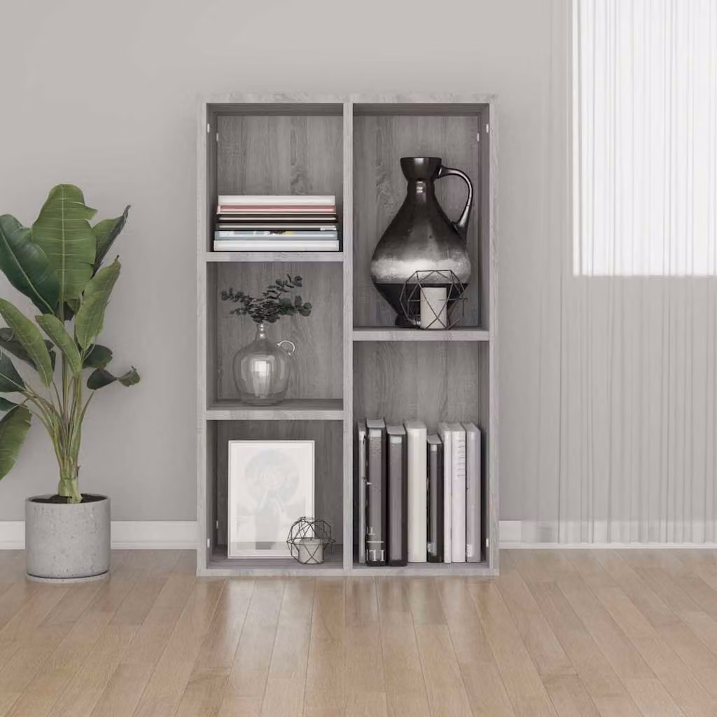 Libreria/Credenza vidaXL in Legno Multistrato e MDF Grigio, L 50 cm x P 25 cm x H 80 cm