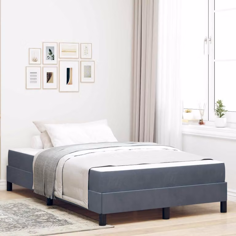 Maison Exclusive - Letto boxspring con materasso grigio scuro 120 x 190 cm tessuto