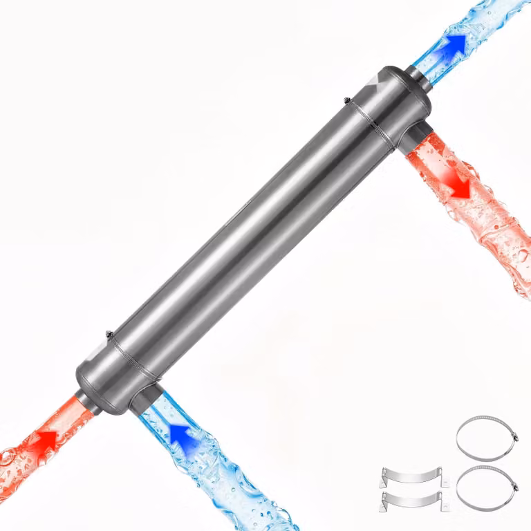 Scambiatore di calore per piscina - Scambiatore di calore per piscine da 175,8 kW - Acciaio inossidabile - 30 tubi a fascio - Pressione di esercizio: 1,0 MPa - Superficie di scambio: 0,75 m² - Adatto per il riscaldamento di piscine e spa