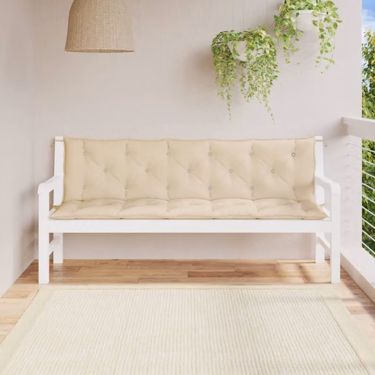 Set di 2 cuscini per panca da giardino vidaXL in tessuto Oxford beige, L 180 cm x P 50 cm x H 7 cm, impermeabili e traspiranti