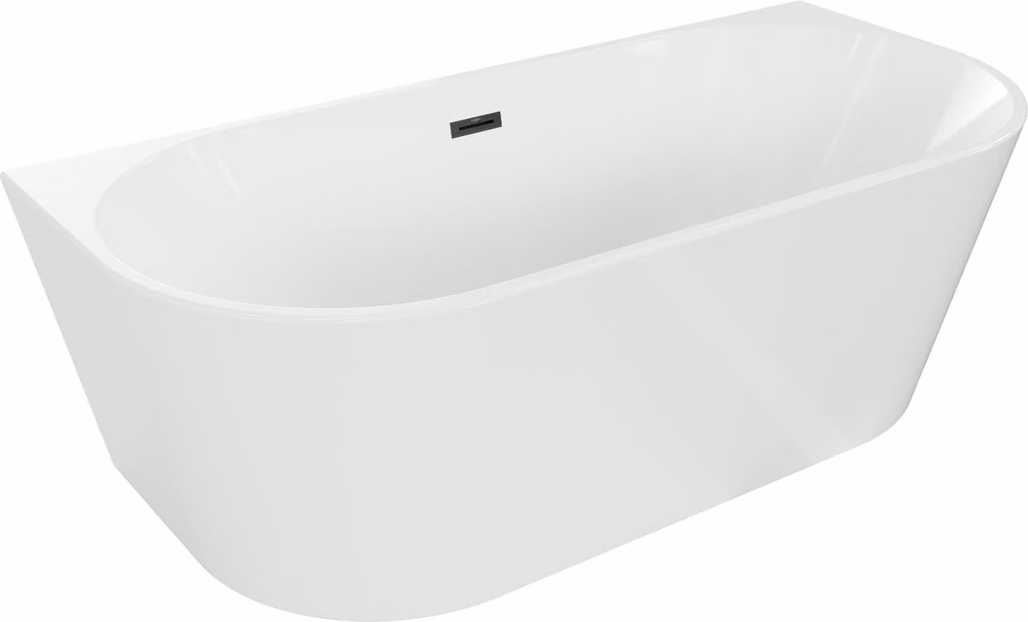 Mexen Oval vasca da bagno freestanding a parete 140 x 75 cm, bianca, troppopieno nero - 52671407500-70