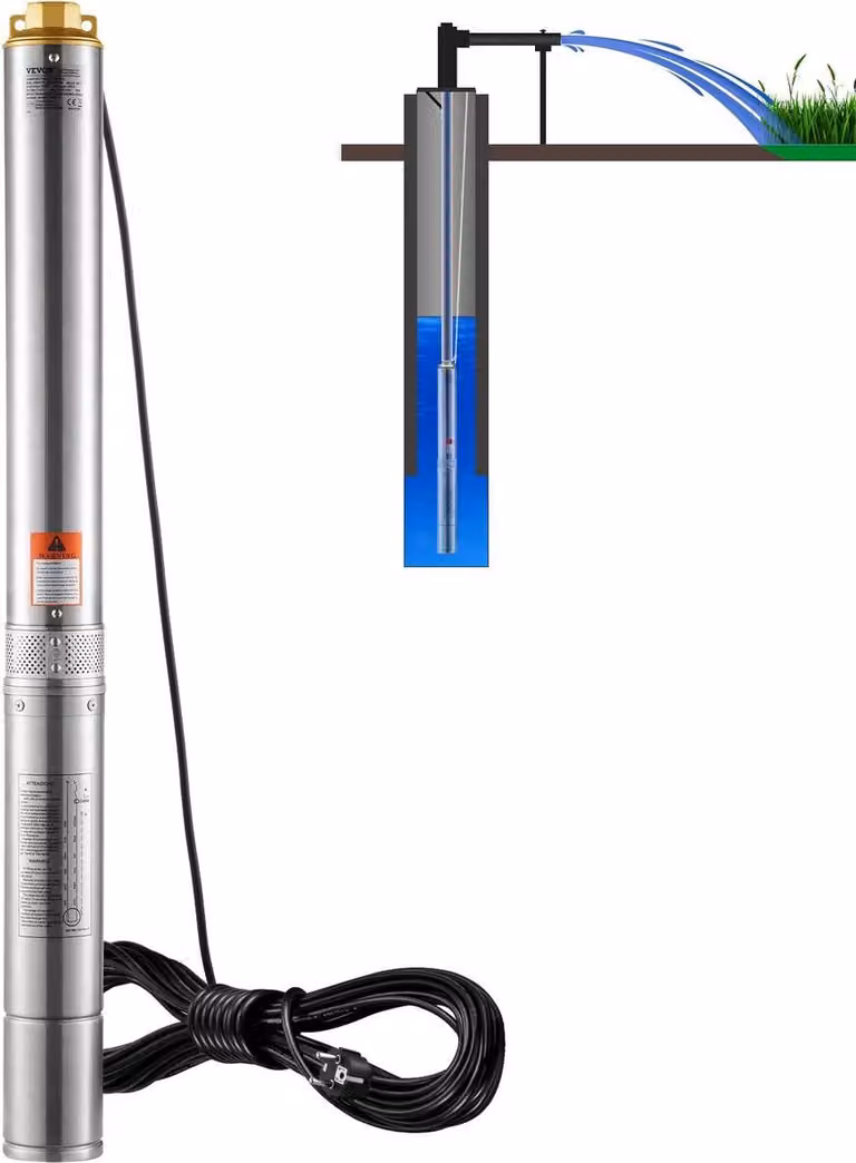 Pompa sommergibile per pozzi profondi Pompa per acqua in acciaio inossidabile 1500 W 9,8 m³/h 108 m