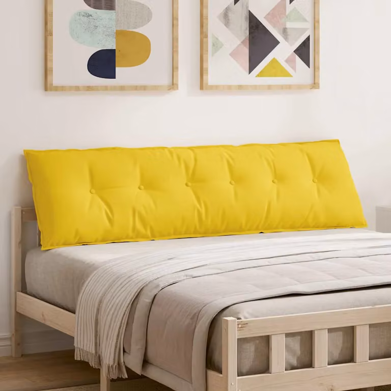 vidaXL Cuscino per Schiena Contornato Giallo in Poliestere L 180 x P 19 x H 50 cm