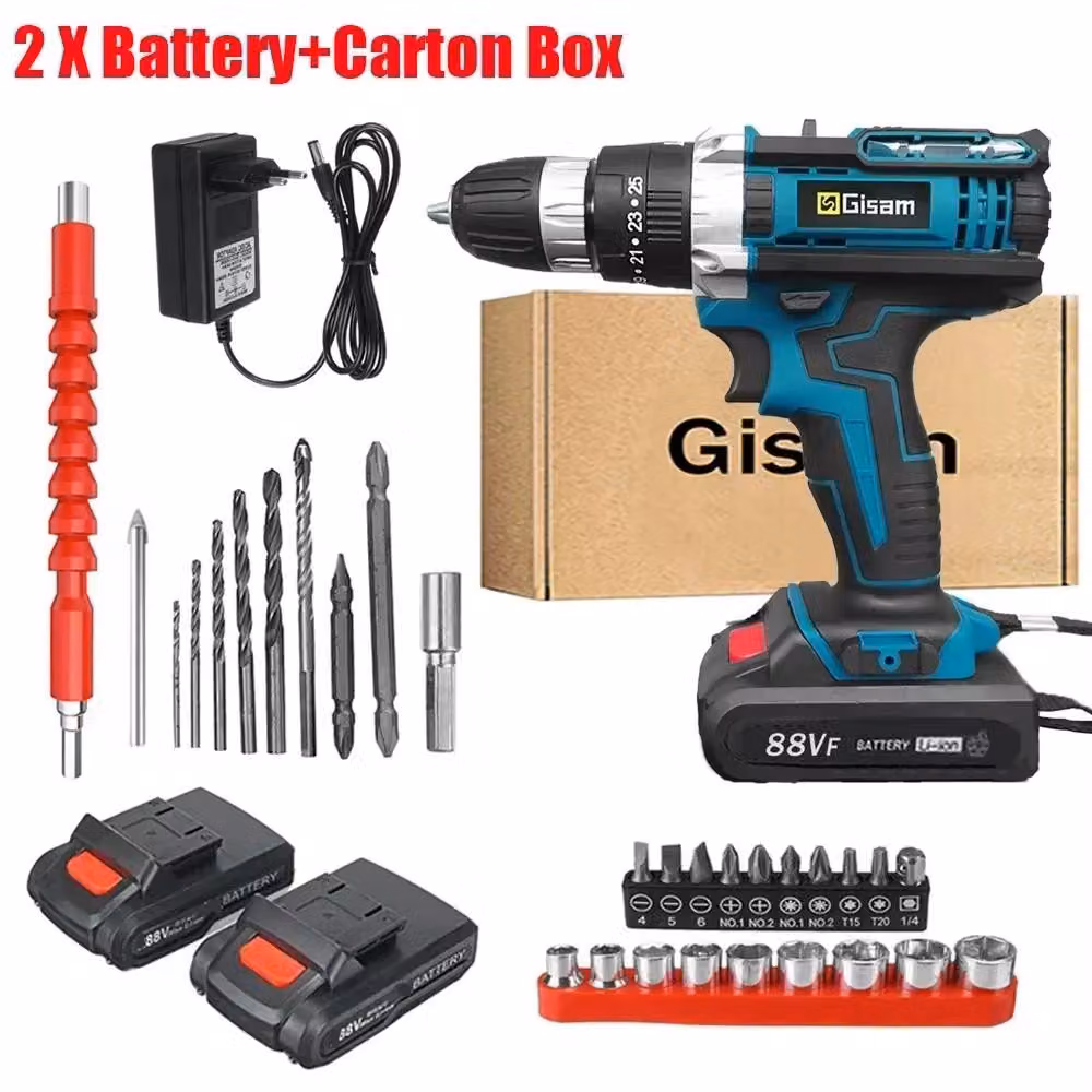 Trapano avvitatore a batteria - 21V, trapano/avvitatore - coppia di 28 Nm - 1600 giri/min - 25+3 impostazioni di velocità - batteria agli ioni di litio (1-2 pezzi) - confezione in cartone blu