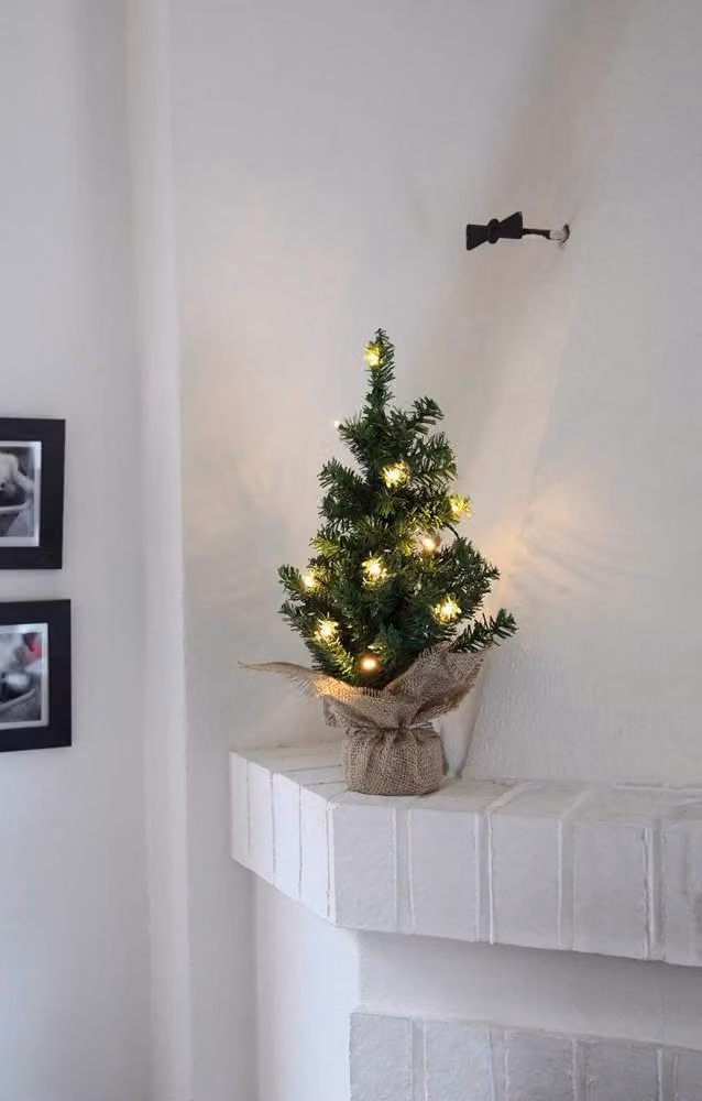 Albero di Natale LED Best Season in sacco di iuta, circa 45 x 28 cm 10 LED bianchi caldi, a batteria, timer, 600-51