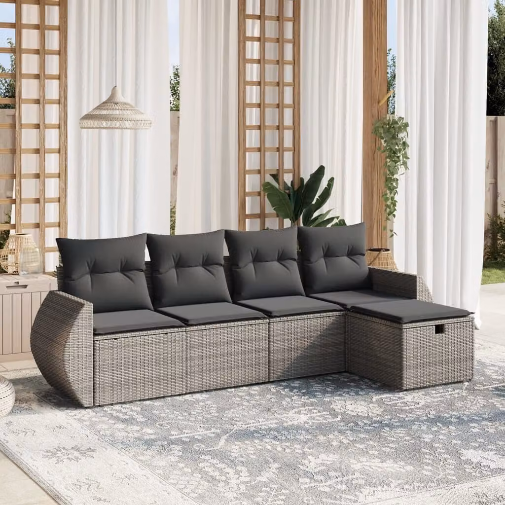Maison Exclusive - Set divani da giardino 5 pezzi con cuscini grigio polyrattan