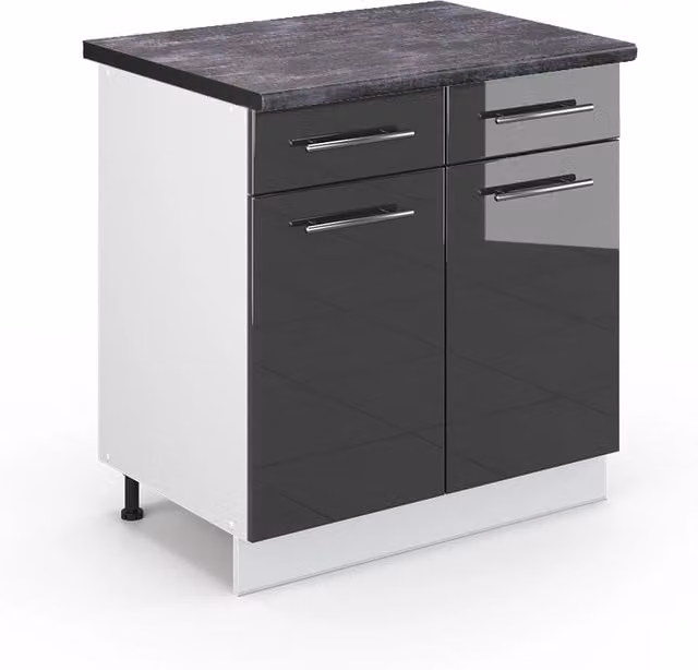 Mobiletto base per cucina Fame-Line Antracite lucido/Bianco 80 cm, PL Antracite Vicco