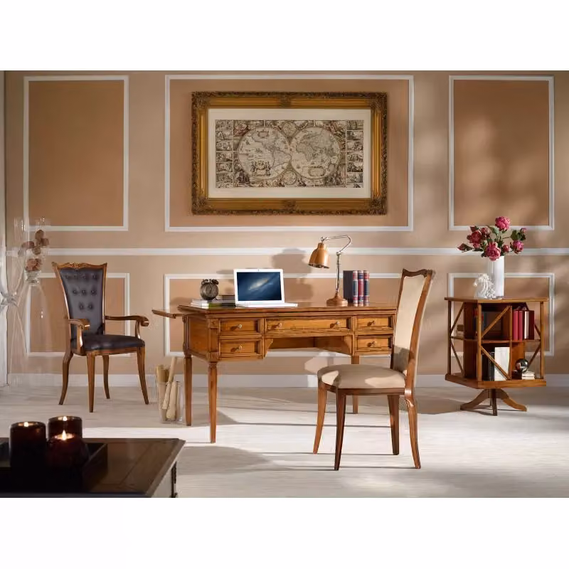 Scrivania classica Elite in legno di faggio con 5 cassetti e 2 tiretti Mobili 2G L/P/H: 130 x 70 x 78 cm – 2