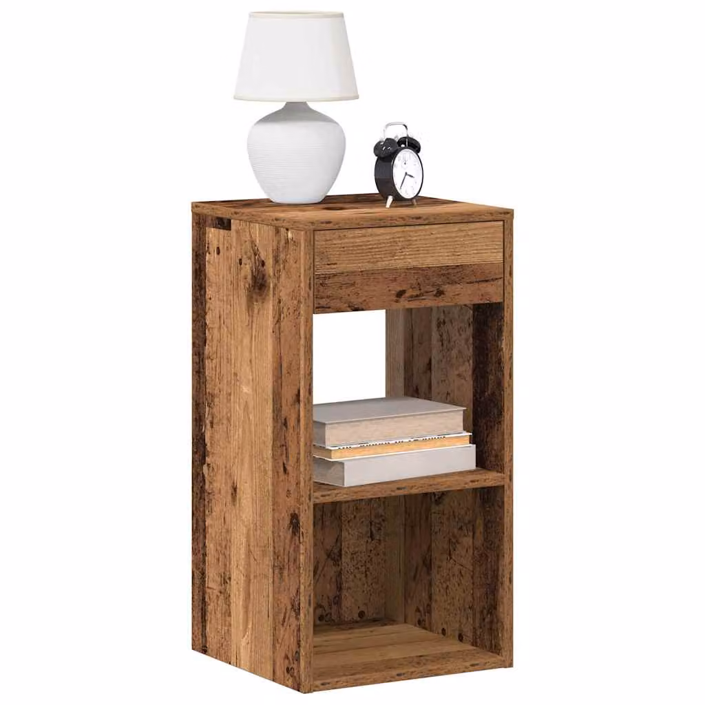 Set di 2 comodini con cassetto vidaXL in legno color marrone antico, L 35 cm x P 34 cm x H 66,5 cm