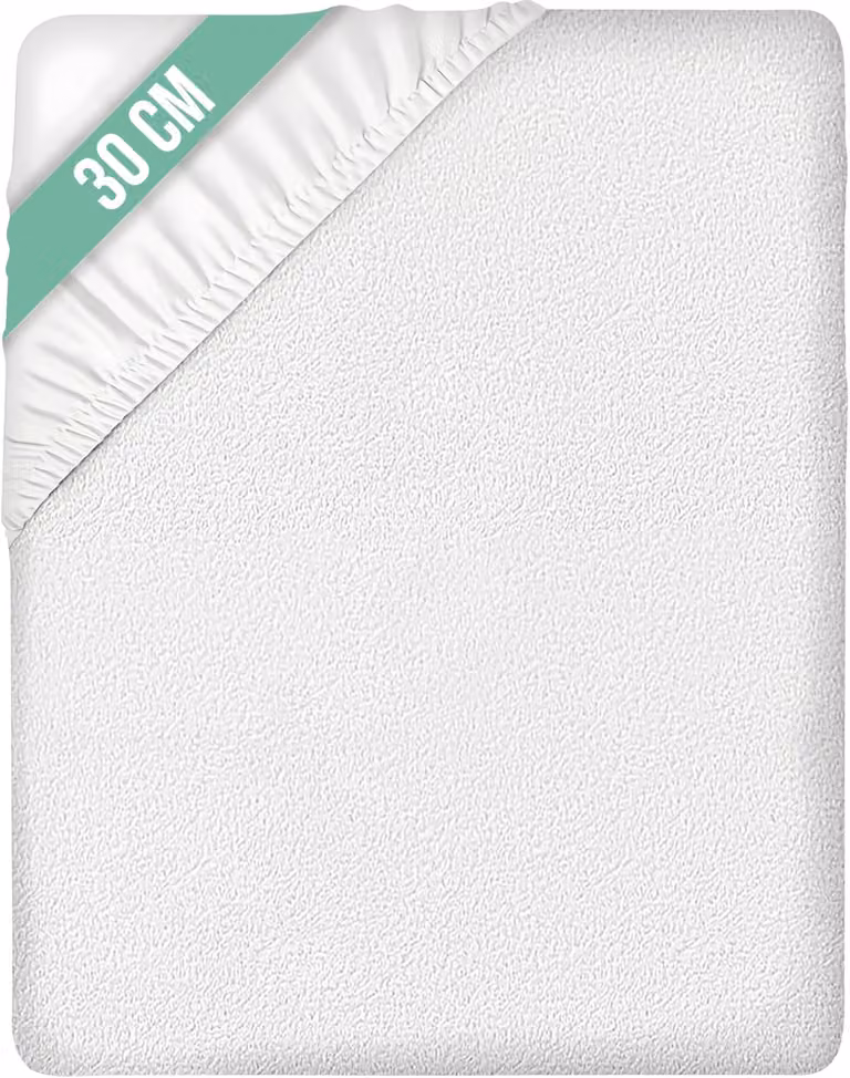 Coprimaterasso in pile impermeabile, 180x190/200 cm, colore bianco