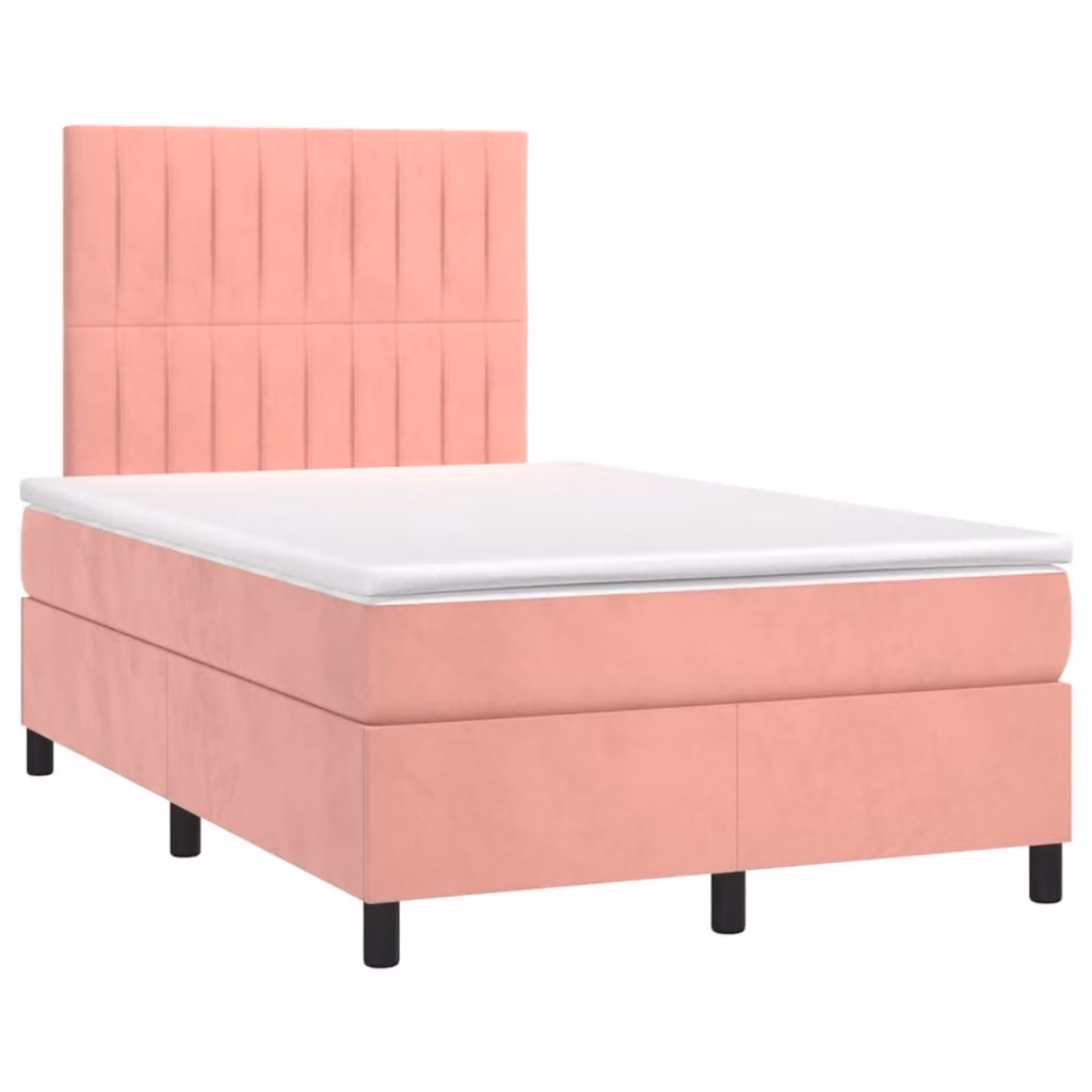 Maison Exclusive - Letto a Molle con Materasso e LED Rosa 120x190 cm in Velluto