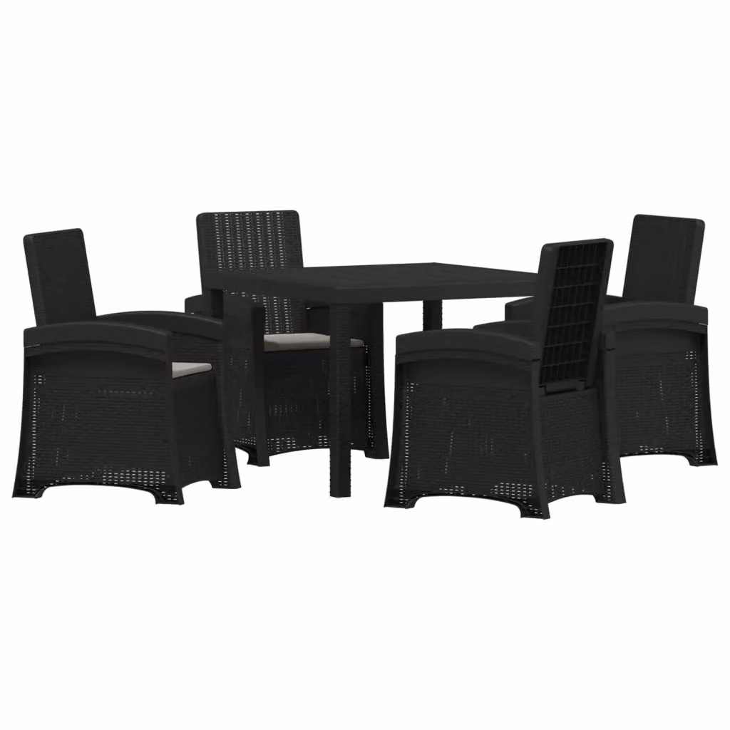 Set da pranzo da giardino moderno vidaXL in polyrattan composto da 5 pezzi nei colori antracite e grigio – 2