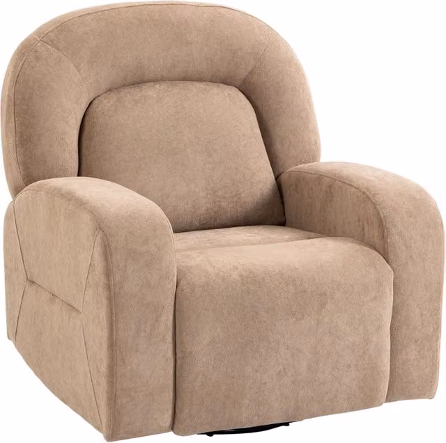 Poltrona Relax Massaggiante Girevole ¨C Zephmum ¨C Tessuto Velluto Grigio Khaki