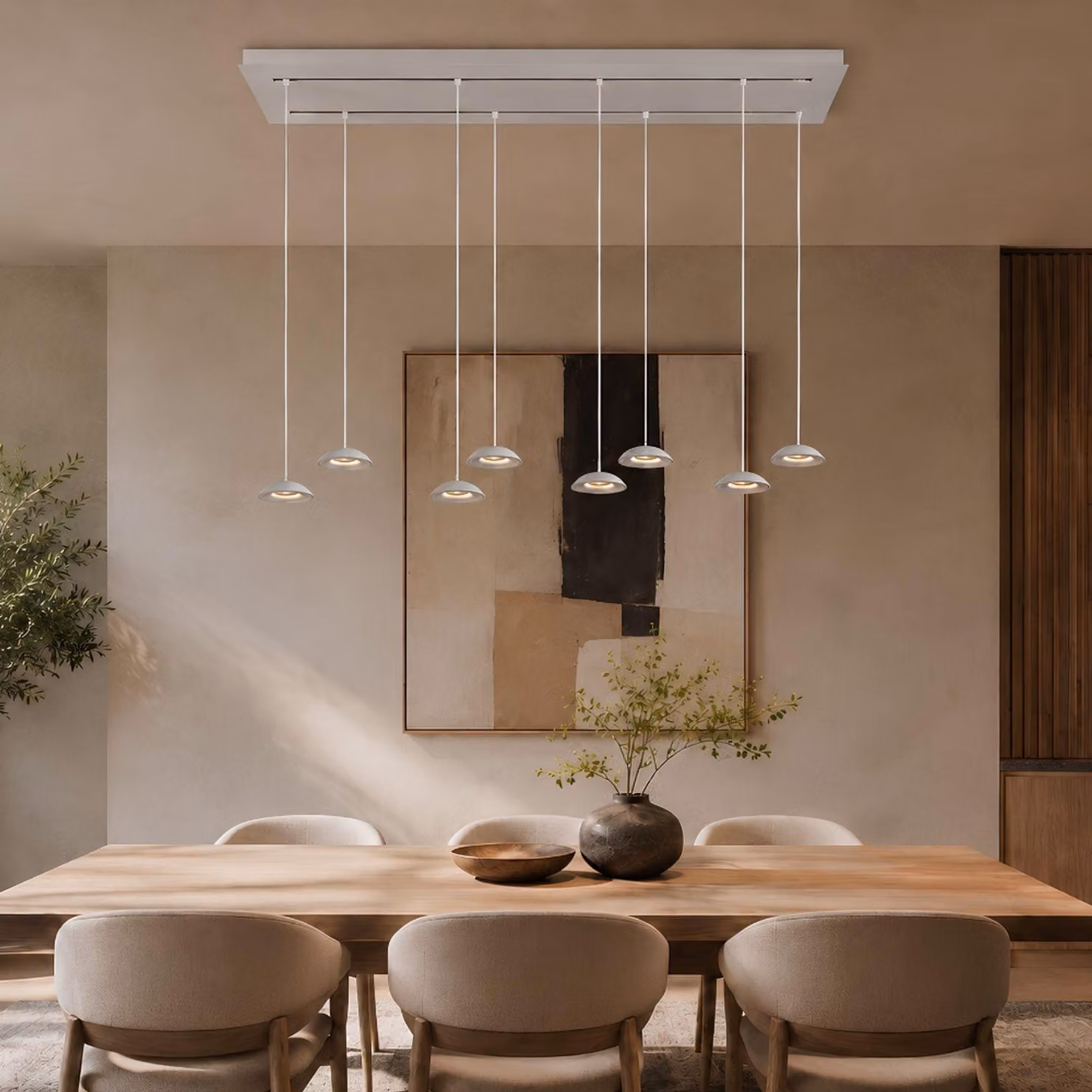 s.luce Santa Air LED tavolo da pranzo lampada a sospensione 8 luci fascio 160cm 2 file bianco 8 luci semicircolari