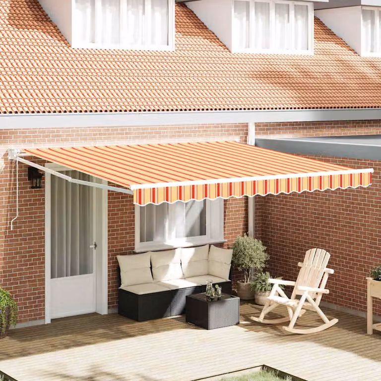 Tenda retrattile vidaXL con bracci pieghevoli in alluminio, Giallo e Arancione, L 400 cm x P 300 cm