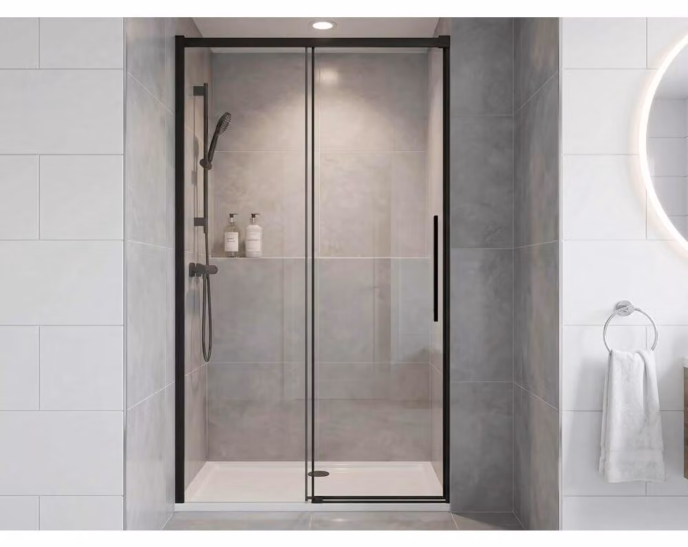 Porte per doccia LUXOR BLACK 1500 mm, vetro trasparente