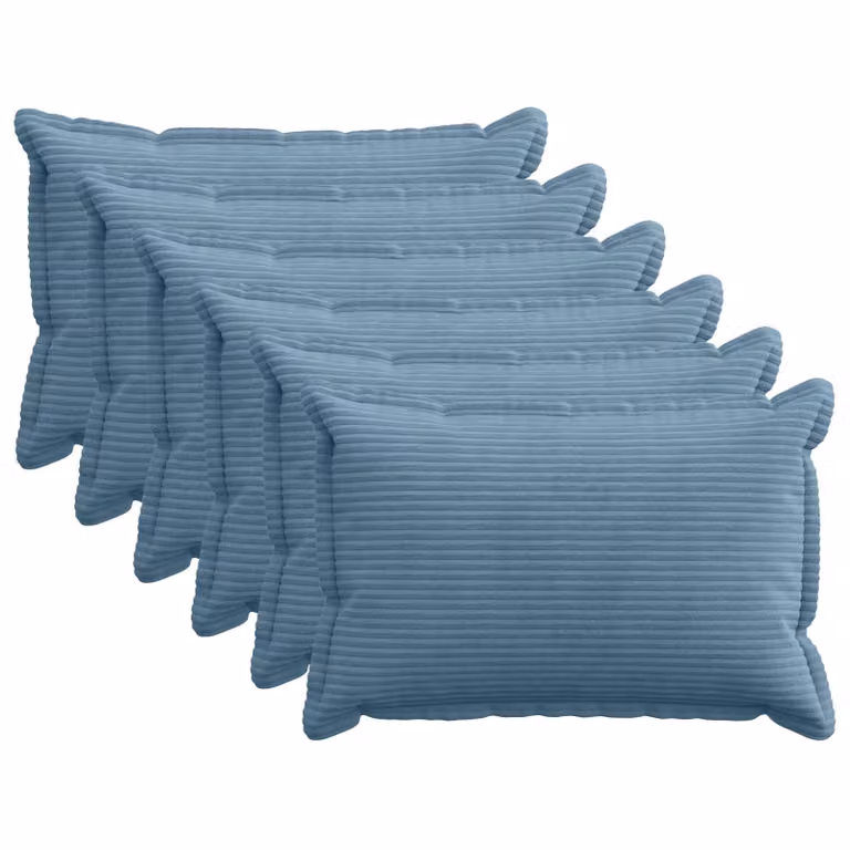 Set di 6 federe vidaXL HOUTEN in velluto a coste blu, 50 x 70 cm