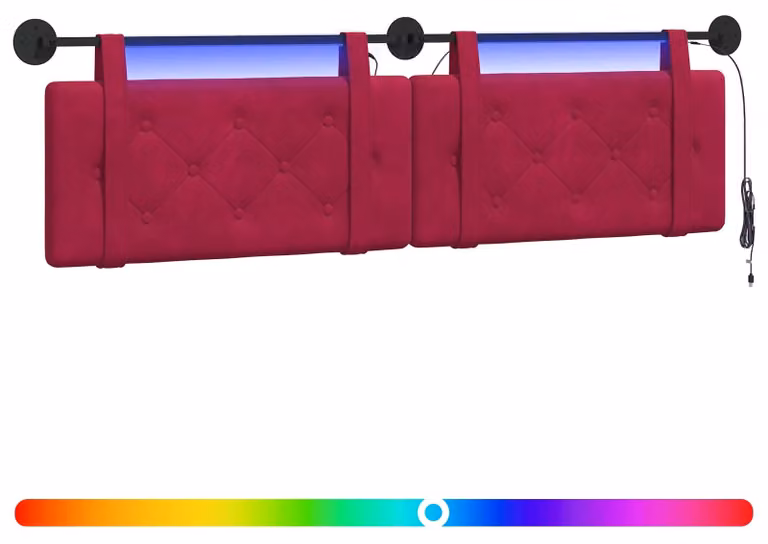 Testiera sospesa Con luce LED Rosso Vino Velluto