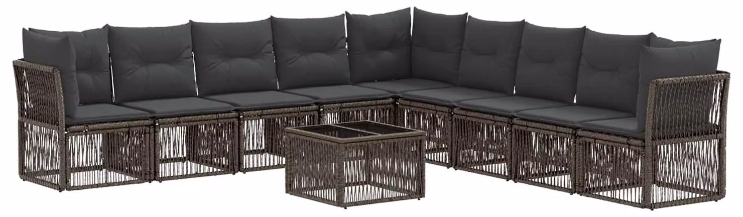 Set Divano da Giardino 10 pcs Grigio polyrattan