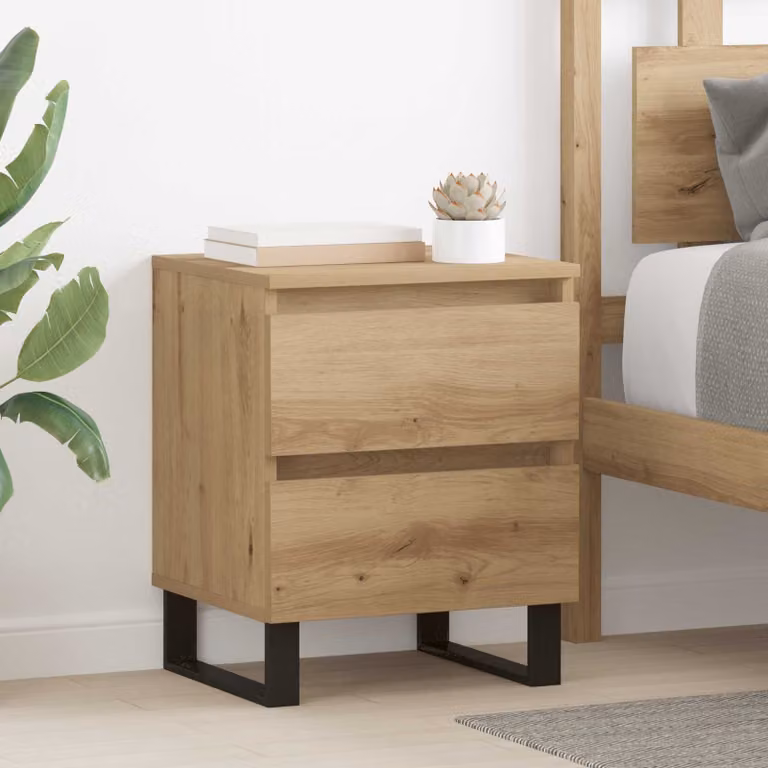 Armadio da Notte vidaXL in Legno Rovere Marrone Stile Rustico L 40 cm, P 35 cm, H 50 cm