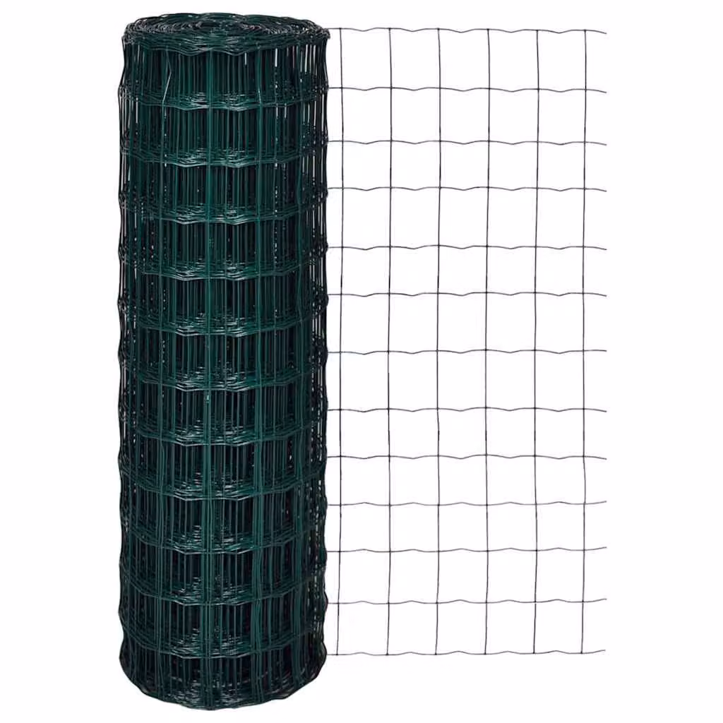 Recinzione Europea vidaXL in Acciaio rivestito in PVC Verde L: 25 m, H: 1,2 m