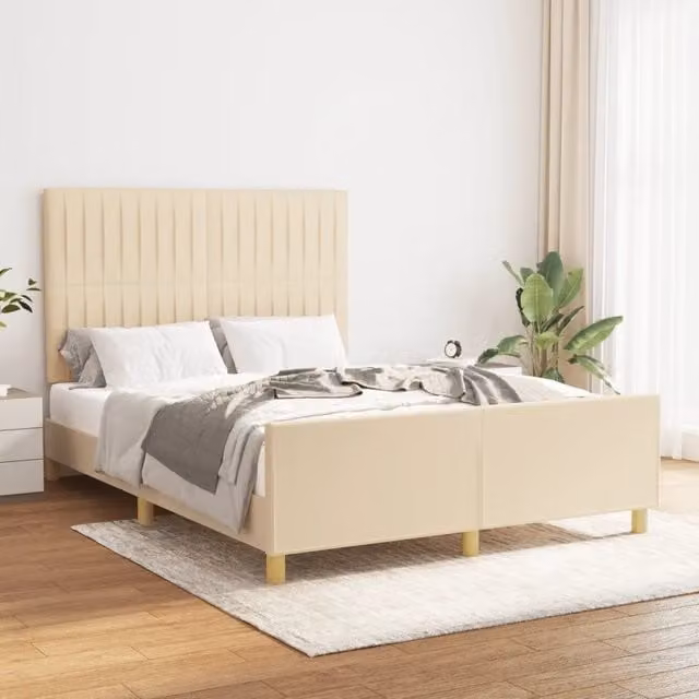 Giroletto vidaXL in tessuto e legno color beige L/P/H: 140 x 190 x 128 cm