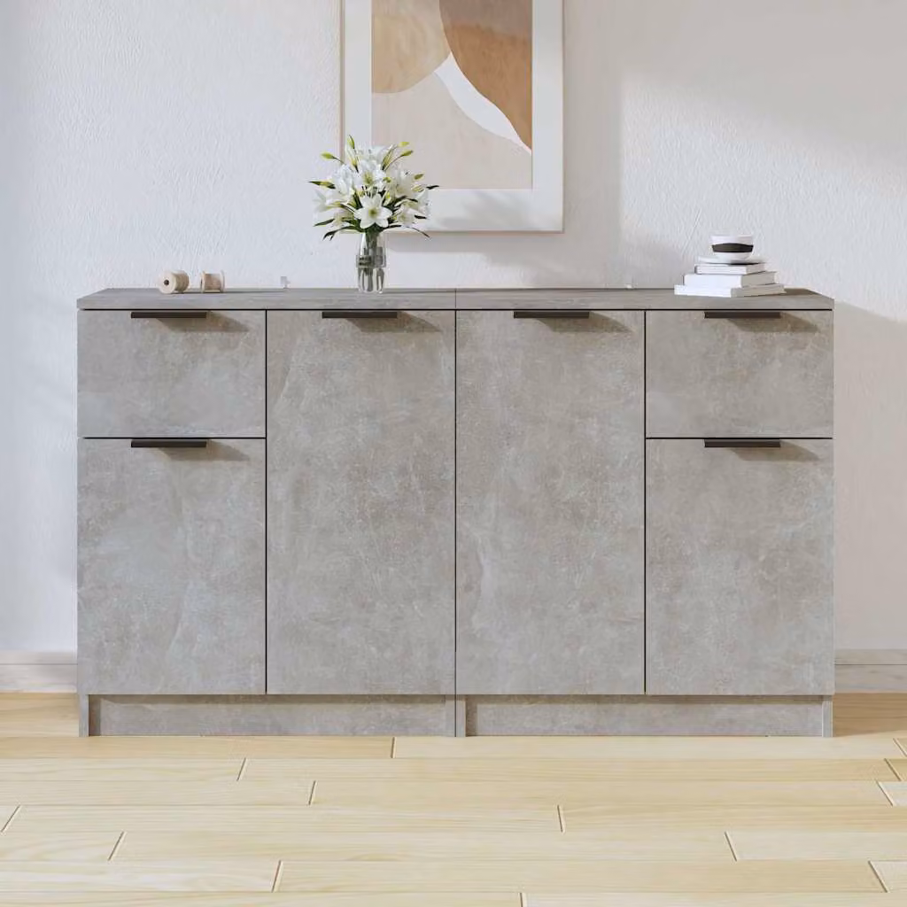 Set di 2 credenze vidaXL in legno multistrato e MDF, colore grigio, L 60 cm x P 30 cm x H 70 cm