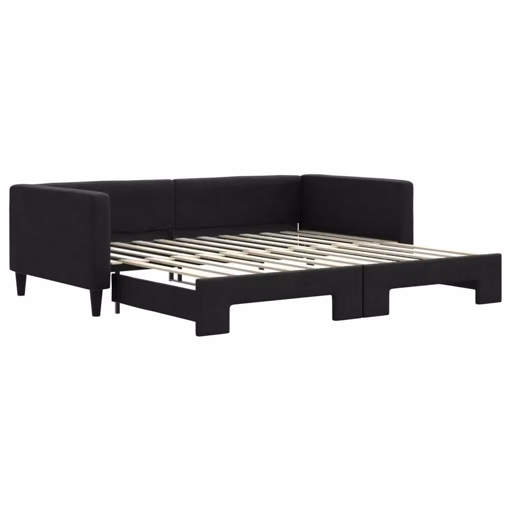 Divano Letto Moderno vidaXL con Letto Estraibile in Tessuto Nero L: 223 cm, P: 110 cm, H: 68 cm – 2