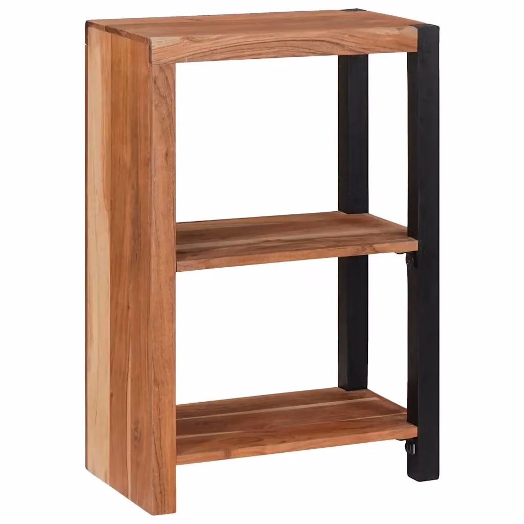 Libreria moderna vidaXL in legno di acacia e metallo, colore marrone, L 50 x P 30 x H 75 cm – 2